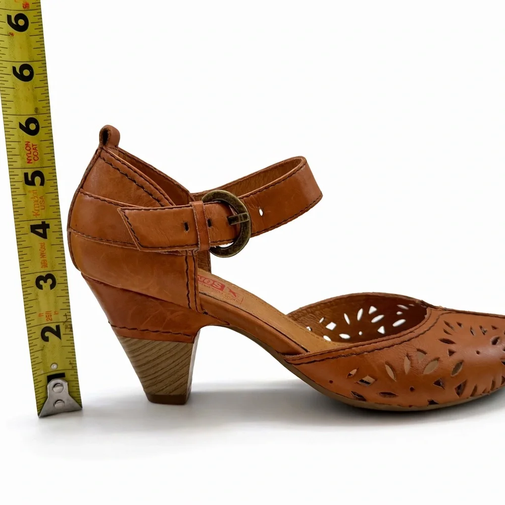 PIKOLINOS Spain Leather Comfort Heels Brown Cut-Out Ankle Strap Boho Pumps EU 37 - Picture 5 of 17